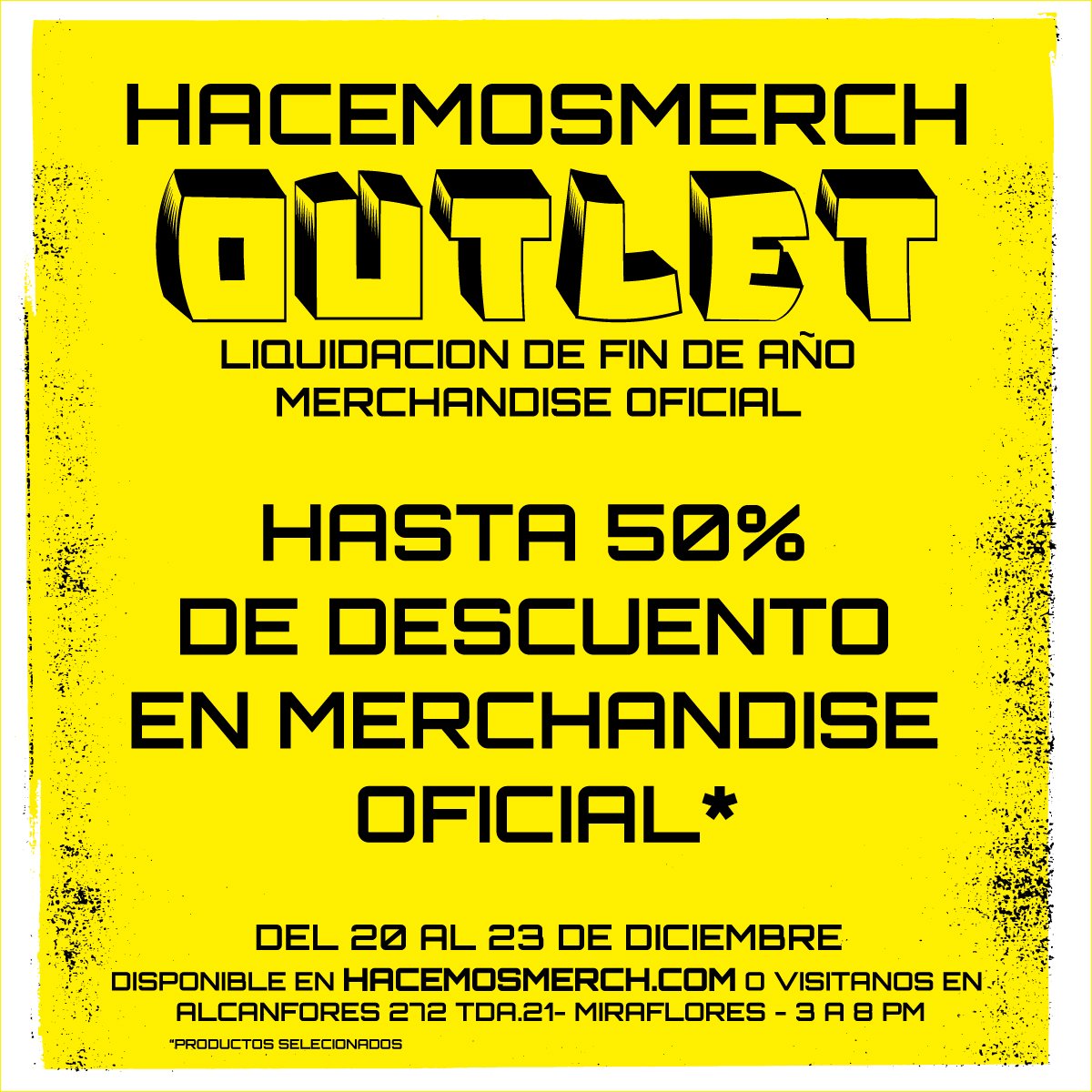 Gran liquidación de fin de año. Disponible en HACEMOSMERCH.COM O nuestra tienda en Miraflores. Los esperamos!