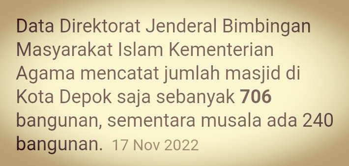 Gereja didepok sudah banyak, ada 38 bangunan 
SD di depok jugak sudah ada 237 bijik..
Sementara Masjid baru ada 706 doank, musholah 240, apa salahnya nambah 1 lagi..kan cuma nutup 1 SD doank kok