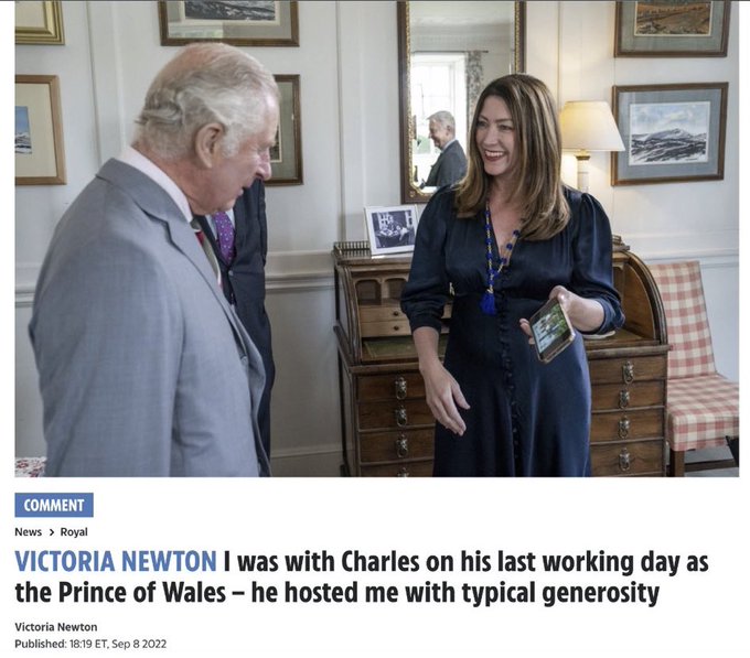 Mimicinque's tweet photo. @scobie @YahooNewsUK Those press goons wine and dine with Charles and Camilla.  At her big age, does she want to claim she doesn't vet where she Attends? She knew very well those press goons are going to be there.  Camilla &amp; Charles also hired a guy from daily mail. Camilla Queen Consort is a fraud! https://t.co/MN7sCZ8Al2