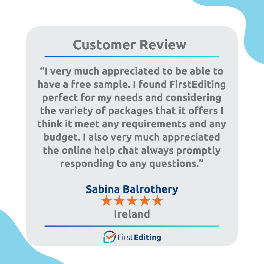 FirstEditing's tweet image. Check out our 5-star reviews from customers around the world! 🤩

Nothing makes us happier than our satisfied clients!💪

Check out more of our clients' experiences at the link!

firstediting.com/customer-revie…

#firstediting #writing