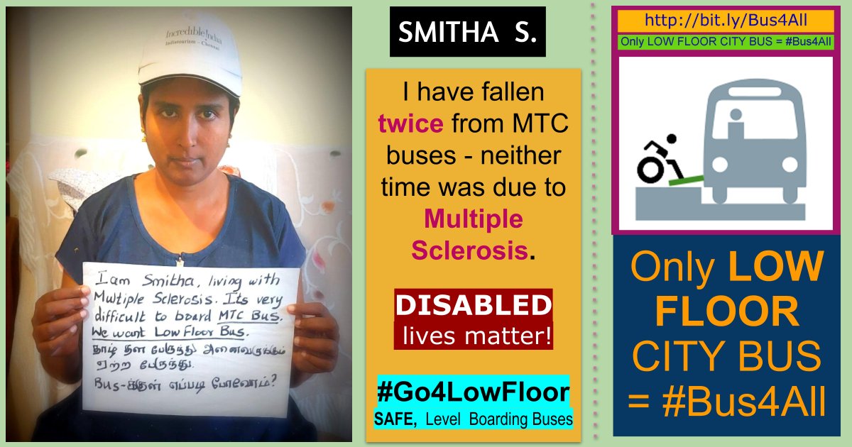 .<a href="/SmithaSadasiva5/">Smitha Sadasivan</a> is "not going to FALL for false promises any more!"
Over 2 decades, TN's disabled activists have heard  Govt promise Court it will procure only 'disabled-friendly' buses. 
Today there's not one low floor bus in Chennai. 
#ContemptOfCourt 
go4lowfloor.wordpress.com/2022/12/20/smi…