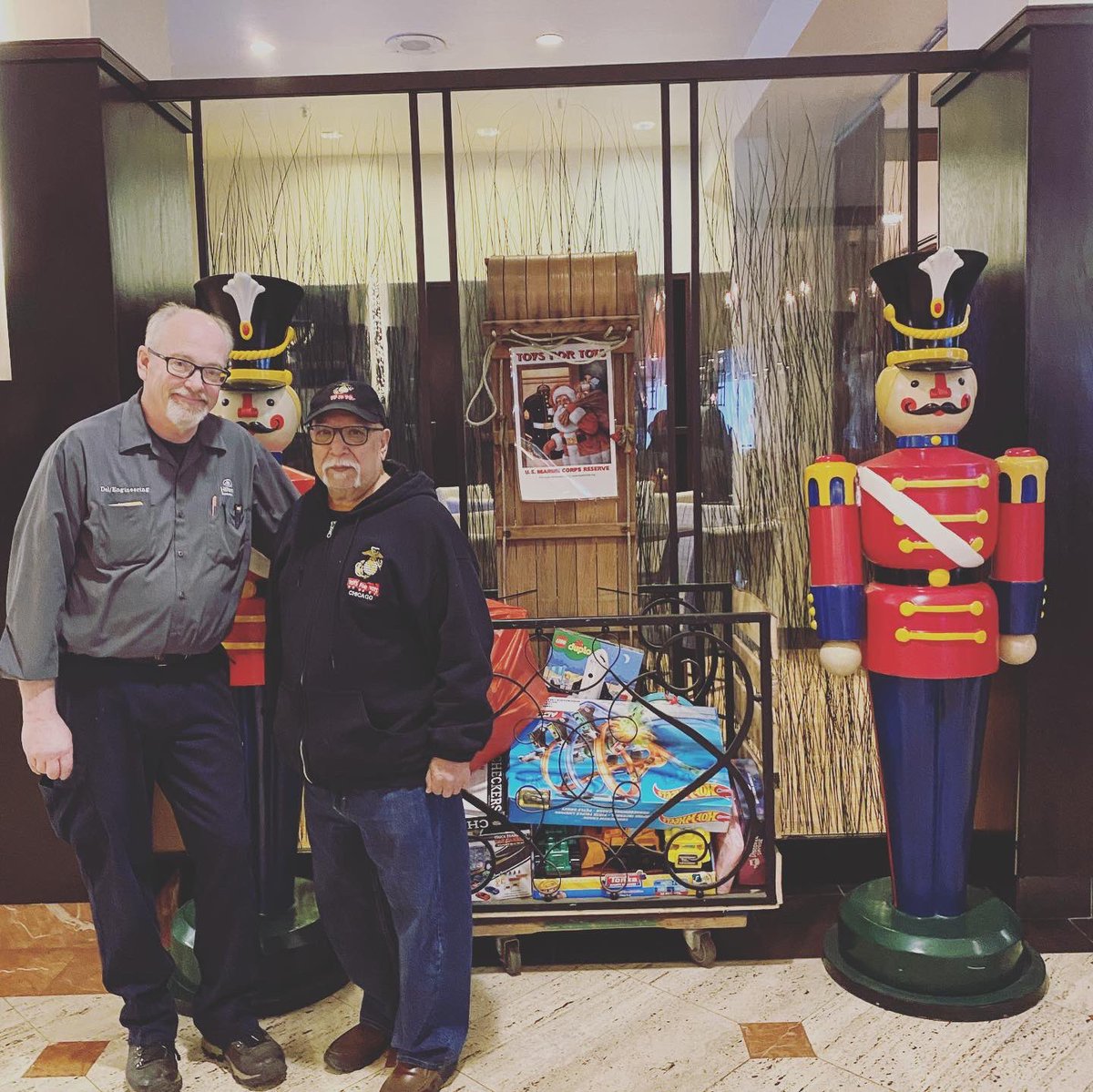 Del and Zaty worked together for many years at the @hilton_chicago_hotel and now Del works with us partnering with Zaty and #toysfortots during the holidays! We love and #supportourveterans 

Thank you Del, for keeping our hotel up and running We couldn’t do it without you!