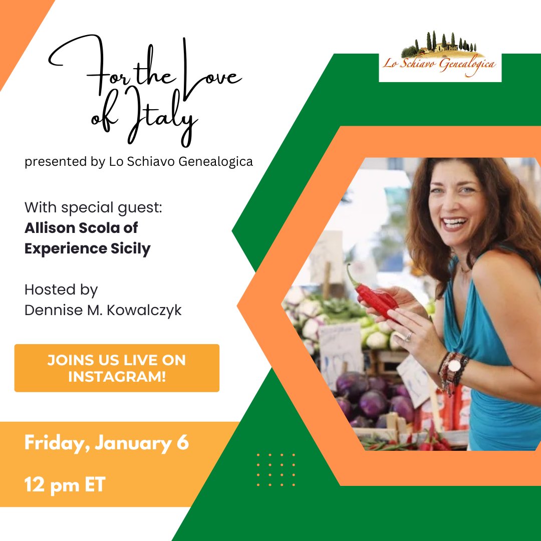 Melanie532's tweet photo. Join Dennise on January 6 for a fun conversation with @allisonscola of Experience Sicily on our Instagram account!

#Sicily #Cannoli #AllthingsItalian https://t.co/VYb8NvN7oa