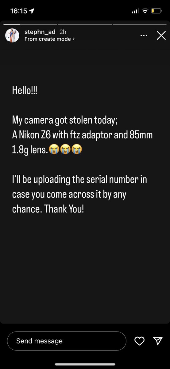 WizChifa1's tweet photo. Guys please my friend’s camera was stolen this morning. Please help us look out!
Please Rt! Abeg 🙏🏿 https://t.co/Bt1fbNfu8N