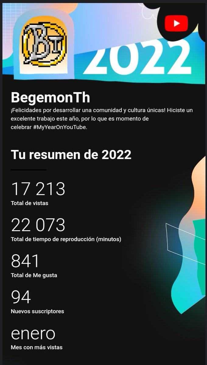BegemonTh's tweet image. Mi primer boletín anual estoy feliz por esto, #MyYearOnYouTube.

Muchísimas gracias a todos los que me han ayudado a crecer y seguir avanzando, y como se dijo en una peli, un grano de arena es poco pero muchos granos de arena pueden crear un gran desierto. 

Feliz navidad a todos
