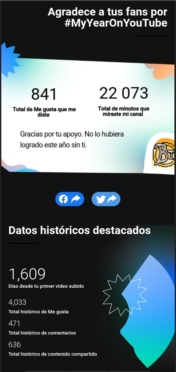 BegemonTh's tweet image. Mi primer boletín anual estoy feliz por esto, #MyYearOnYouTube.

Muchísimas gracias a todos los que me han ayudado a crecer y seguir avanzando, y como se dijo en una peli, un grano de arena es poco pero muchos granos de arena pueden crear un gran desierto. 

Feliz navidad a todos
