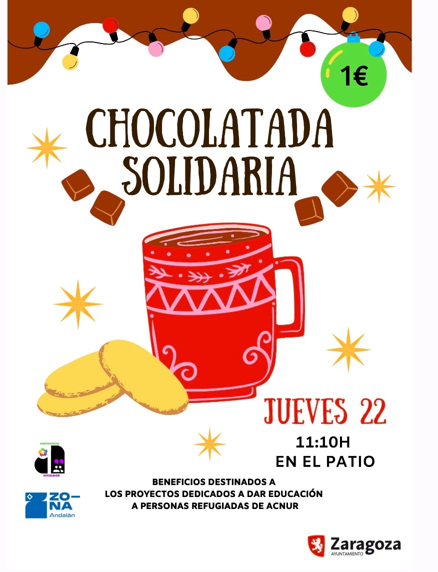AndalnConviven1's tweet photo. Organizada por #PIEE @IES_Andalan
CHOCOLATADA SOLIDARIA a favor de la educación de chic@s que viven en campos de refugiados en el recreo .
#Solidaridadtiemposdificiles
@IsabelBaranda
@PilarCasamian
@Deine_Sped https://t.co/9mni8zFGq6