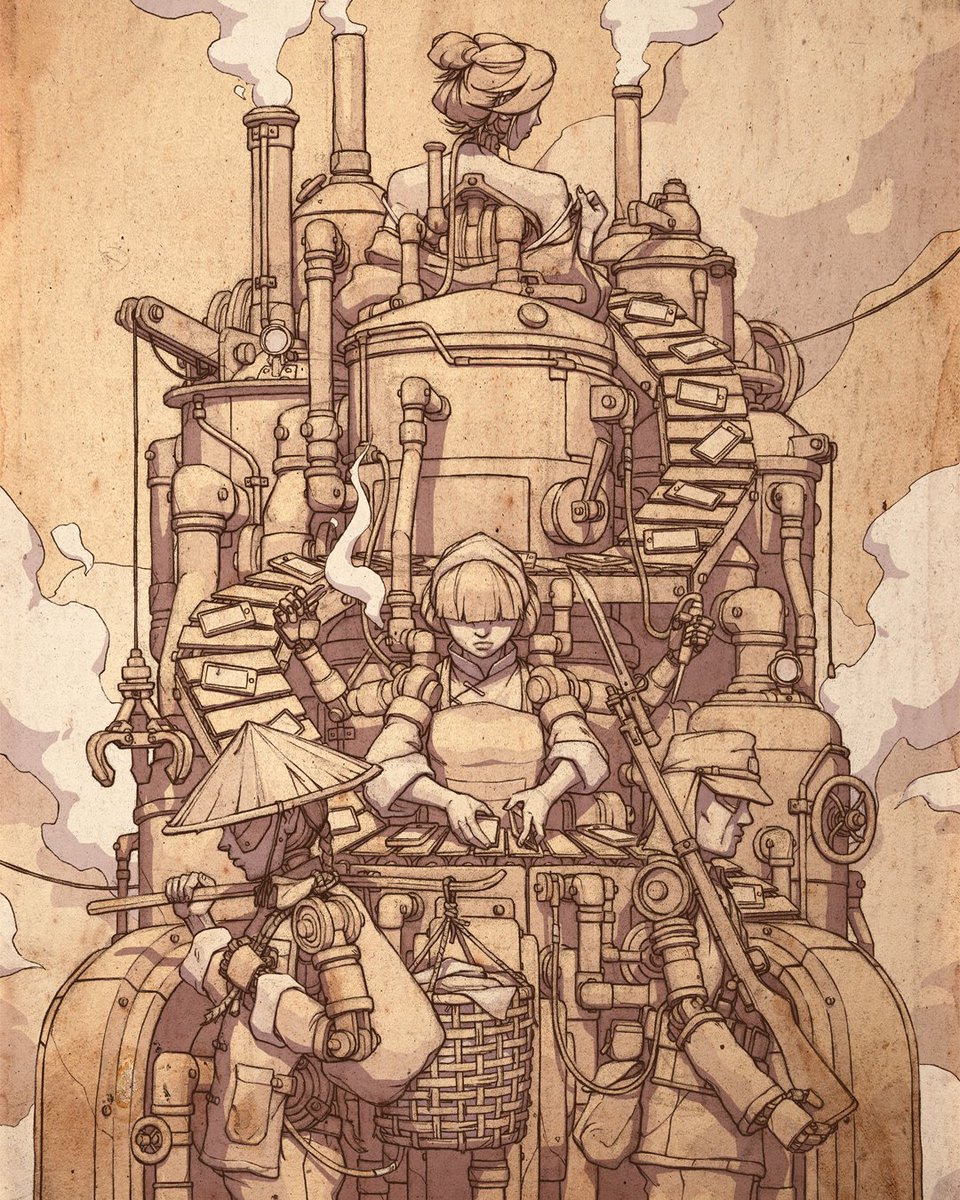 Industrialization and human labor. Is one thing becoming more like the other? 

I wanted to combine the human figure with a factory like machine to create an unsettling cover for this book. Colors coming next! #bookcover #illustration #sketch #steampunk #illustrator