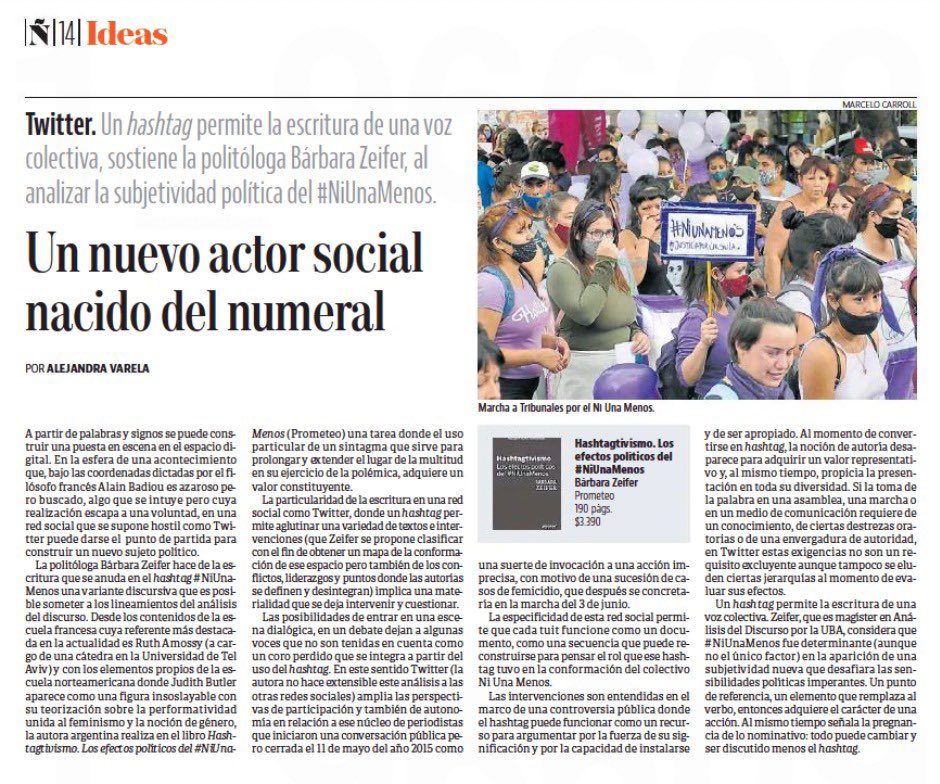 barbizeifer's tweet photo. Gracias @AlejandraPVarel @revistaenie por esta reseña de #Hastagtivismo 💪🏻 https://t.co/hQxNEb2nSr