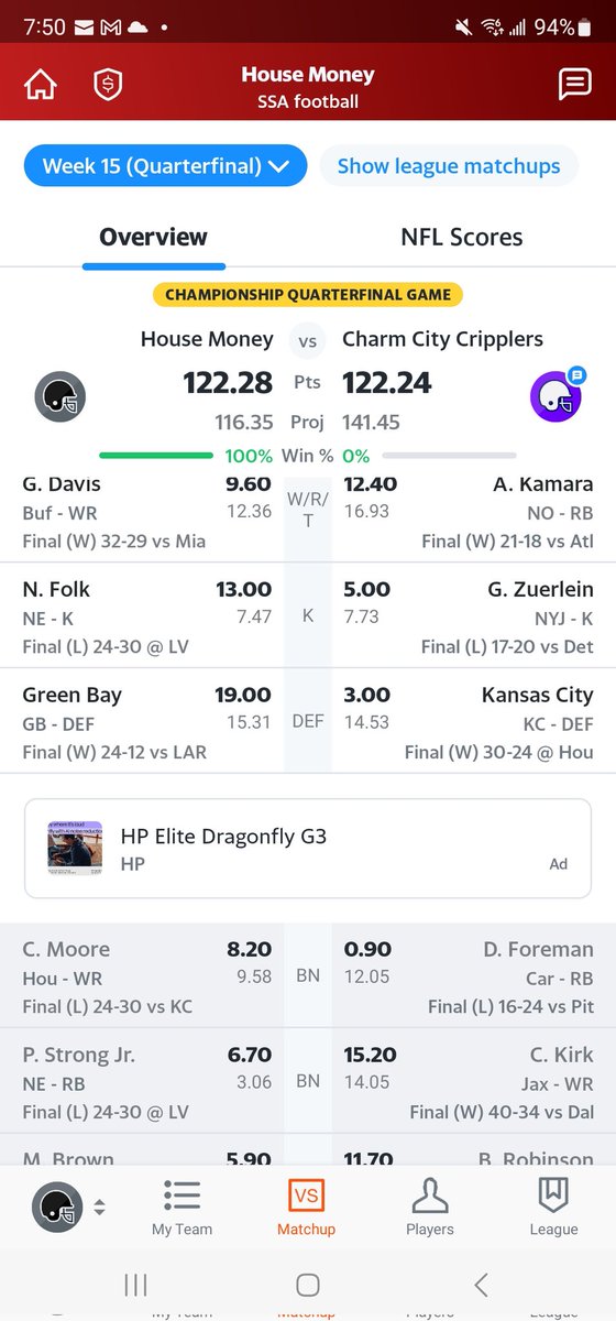 TTS_Williamson's tweet photo. @NFLFantasy I am thanks to Green Bays D! https://t.co/zAI7XqlMvl