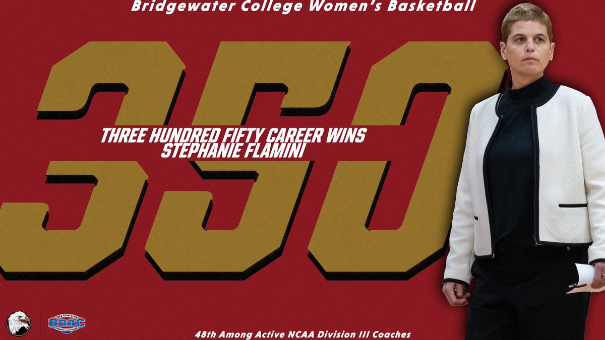 Another milestone for a legend

This weekend Bridgewater College Women's Basketball head coach Stephanie Flamini picked up career win 𝟯𝟱𝟬 as the Eagles took down Meredith
#BleedCrimson #GoForGold