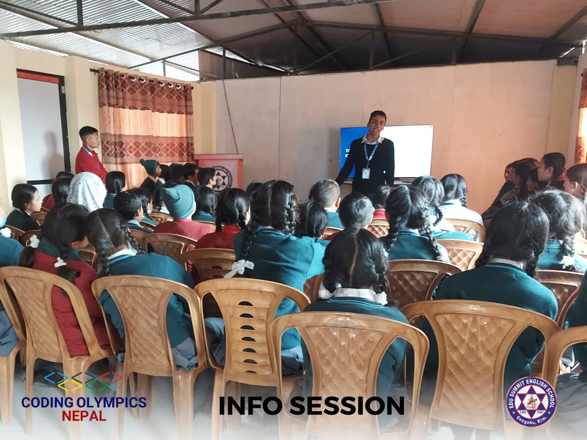 SusanDangol15's tweet image. Info Session!
We successfully conducted an info session at Edu Summit Secondary School on December 19, 2022. Hundreds of students got opportunity to get awareness about Coding Education from this session.
#codingolympicsnepal #codingskill #communitybuilders
