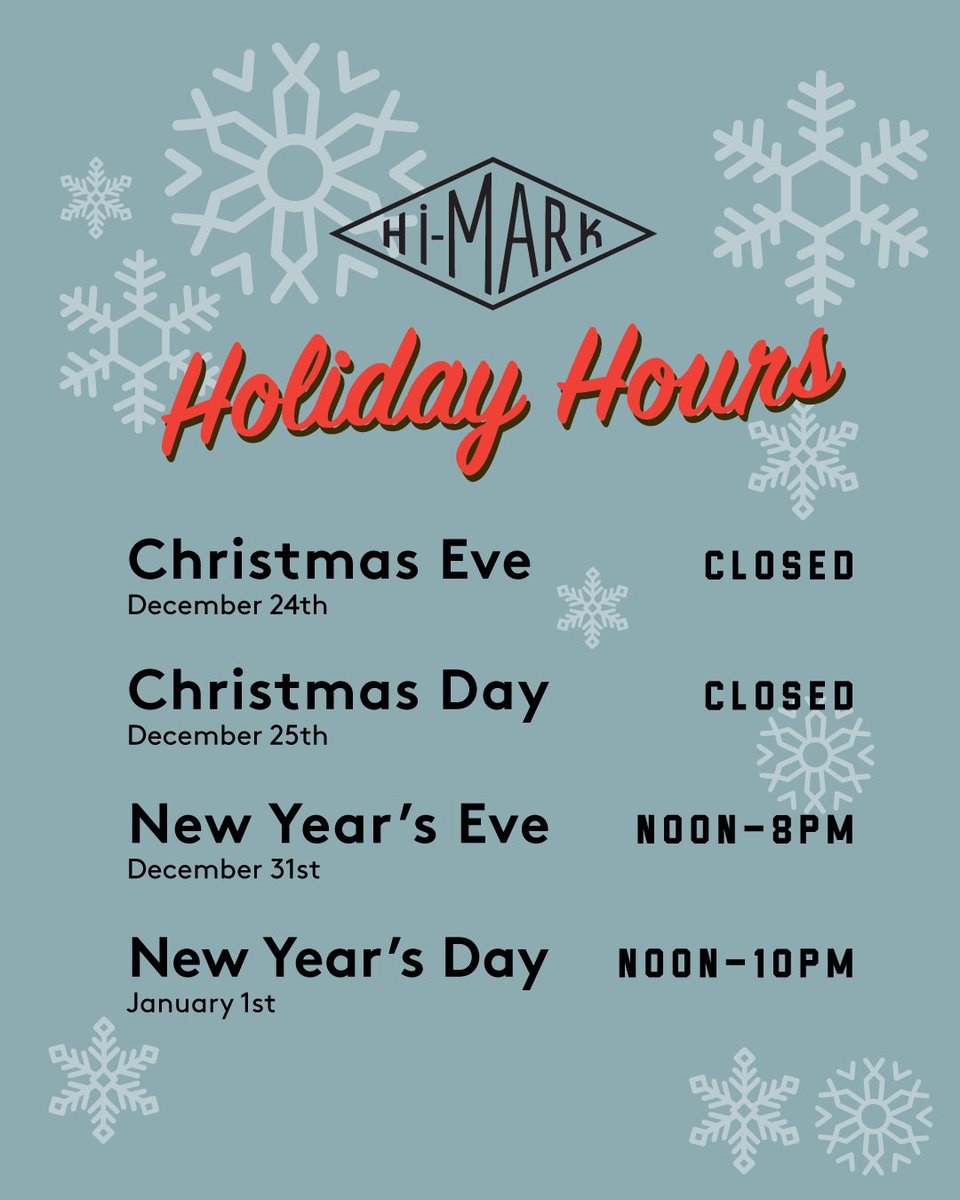 The roadhouse will be closed Christmas Eve & Day, and shuttin’ down early on New Year’s Eve. Join us for festivities normal hours all the rest of the days this holiday season! #seeyouatthehimark #holidayhours #bar #eastend #cincinnati