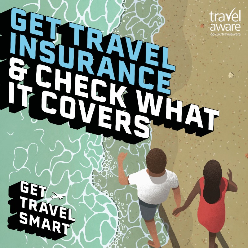 FCDOtravelGovUK's tweet photo. Escaping the #cold for some #sun this winter? ❄️☀️ 

Wherever you’re travelling to, make sure you have appropriate travel insurance that covers you for all your planned activities. 

If not, you could face a bill of thousands of pounds if something goes wrong.

Find out more 👇
