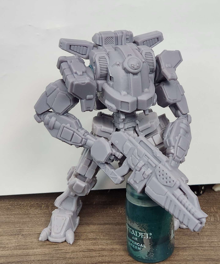 Crackerbox227's tweet photo. For a limited time, pick up the digital Sky Chaser Pathfinder Mk I pilotable combat robot for 25% off. This is the first of my 28mm scale line of Mechs coming through Hardware Studios. #GammaWolves #Battletech #Mecha #Gundam #Titanfall  
https://t.co/1KkB3jBRPI 150% scale print https://t.co/SJ3ECwUii4