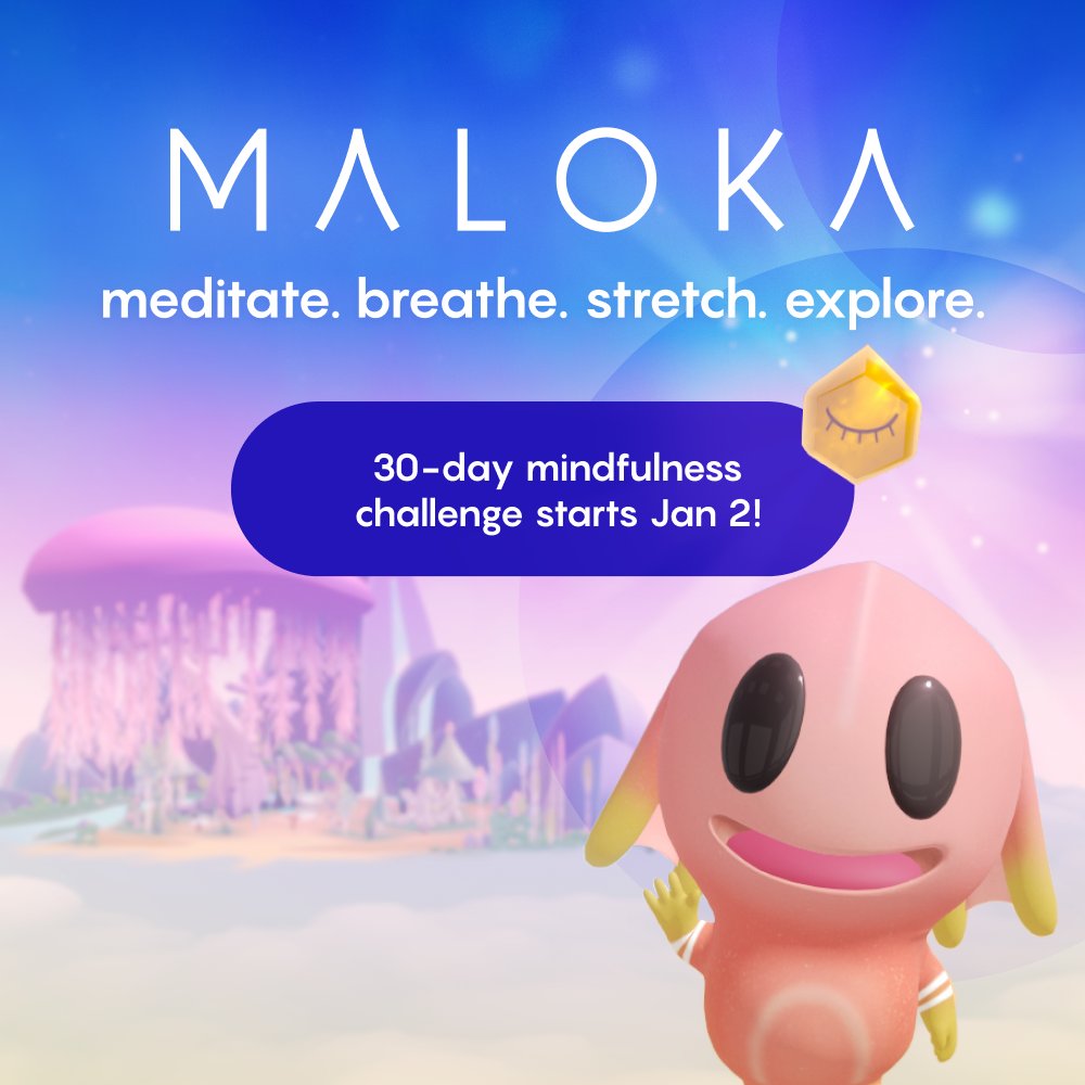 MalokaMetaverse's tweet photo. #MindfulMetaverse, you're invited! 💌 Join us for our first-ever 30-day Mindfulness Challenge💫 

Journey in the Maloka app through curated content (soundbaths, breathwork &amp; more) + gather in Discord for reflective prompts, and community support. 

Sign up at link in bio✨ https://t.co/D9bgYCVJiO