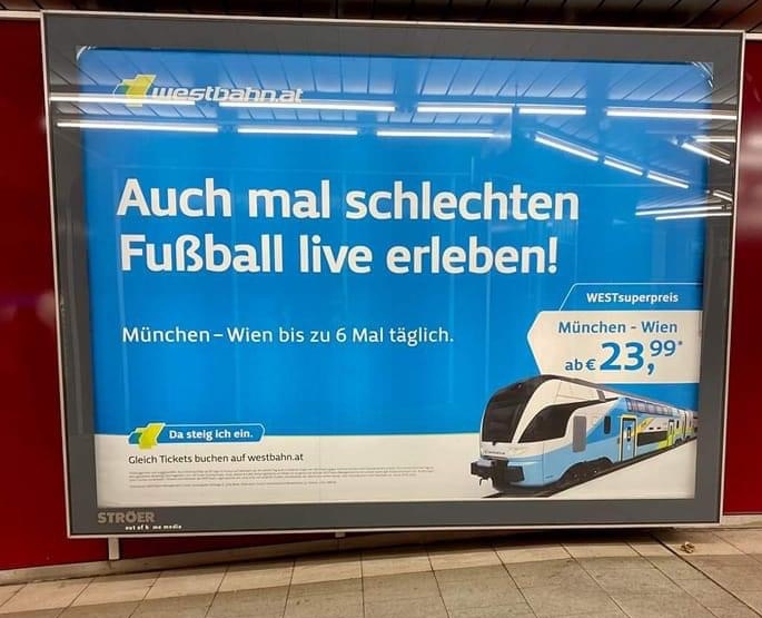 Witzige Werbung der #westbahn