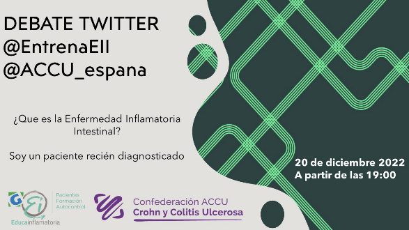 EntrenaEII's tweet photo. Bienvenidos al debate @EntrenaEII @ACCU_Espana
Hoy queremos explicar q es la Enfermedad Inflamatoria Intestinal #EII y conocer vuestra experiencia en el momento de diagnóstico.
Contamos con @VicentHernande9 q nos ayudará a responder a vuestras preguntas
📢Animáos a participar https://t.co/Mlee0YGTfc