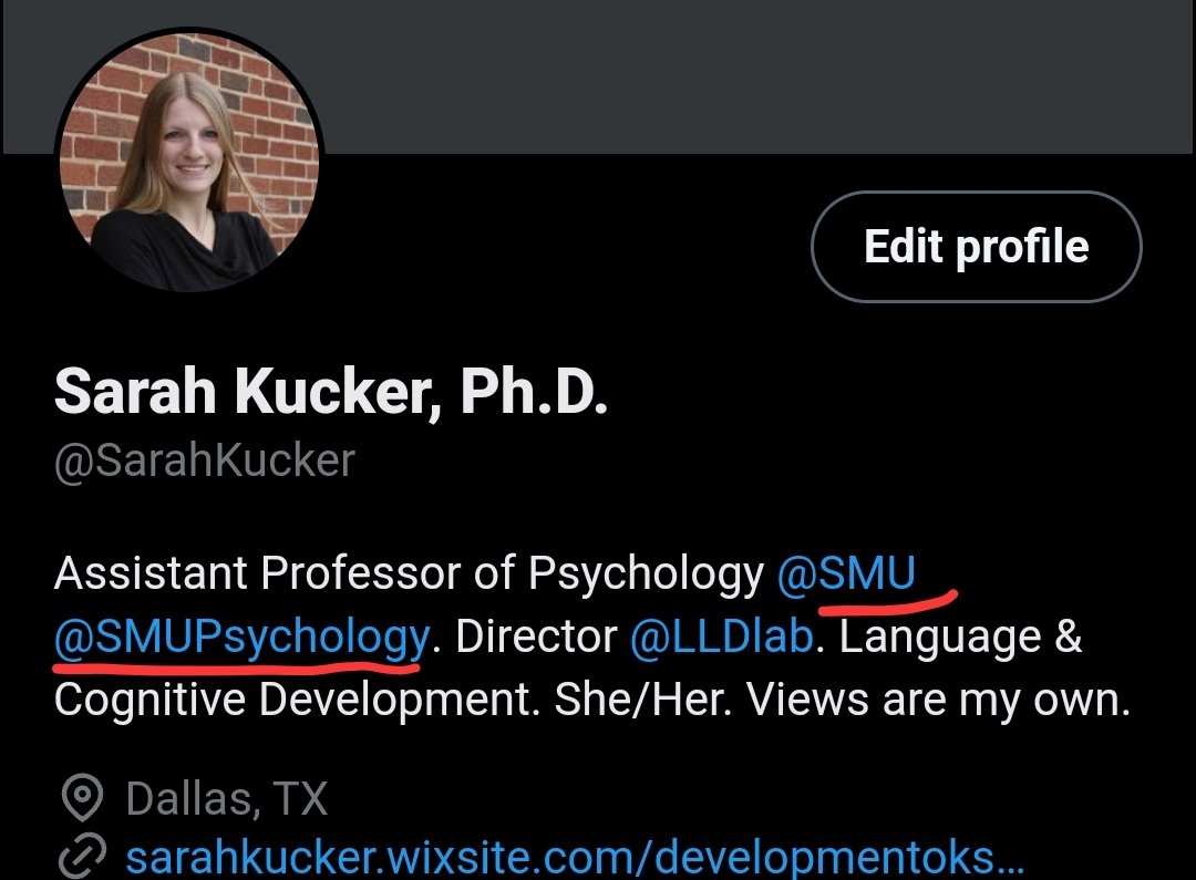 Sarah Kucker, Ph.D. (@sarahkucker) on Twitter photo It'll be official by the time we recover from final grading, so it's time to update my Bio. So excited to be joining great colleagues <a href="/SMUPsychology/">SMU Psychology Department</a> as part of the new <a href="/smuresearch/">SMU Research</a> TEIL research cluster (Technology Enhanced & Immersive Learning). #SMU <a href="/smusimmons/">SMU Simmons School</a> <a href="/SMUDedman/">SMU Dedman College</a> It'll be official by the time we recover from final grading, so it's time to update my Bio. So excited to be joining great colleagues <a href="/SMUPsychology/">SMU Psychology Department</a> as part of the new <a href="/smuresearch/">SMU Research</a> TEIL research cluster (Technology Enhanced & Immersive Learning). #SMU <a href="/smusimmons/">SMU Simmons School</a> <a href="/SMUDedman/">SMU Dedman College</a>