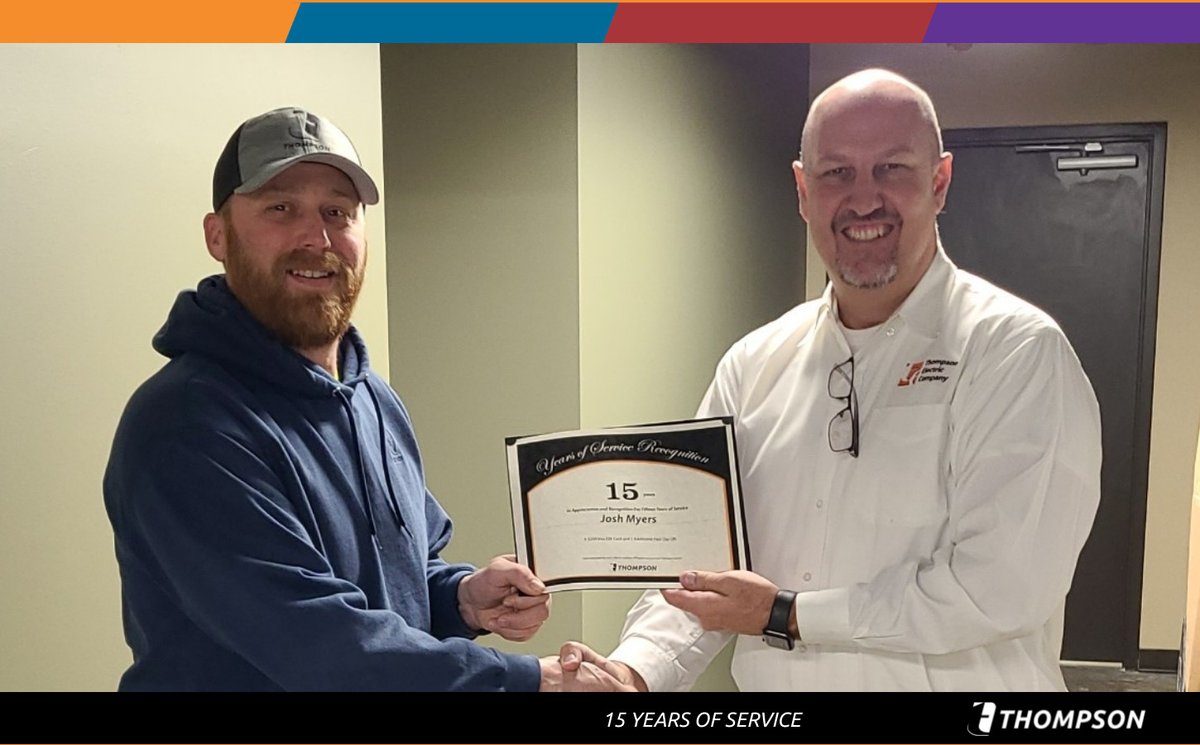 ThompsonKnows's tweet photo. Thank You, Josh, for your dedication to Thompson, and congratulations on your 15th Anniversary.  

#ThompsonKnows #TeamThompson https://t.co/kX4MRwo0Fe