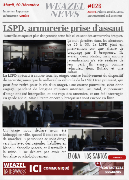 Weazel_fbackFA's tweet photo. 📢ARTICLES 
🗣️Votre LSPD affronte nos criminels en ville.🔫

📰Votre article du 20/12 📰

❤️Likez 💬Commentez 👉Suivez
https://t.co/Pxf95xR514

#Flashbackfa #Weazelnews #GTARP https://t.co/OoQwDVd6dQ