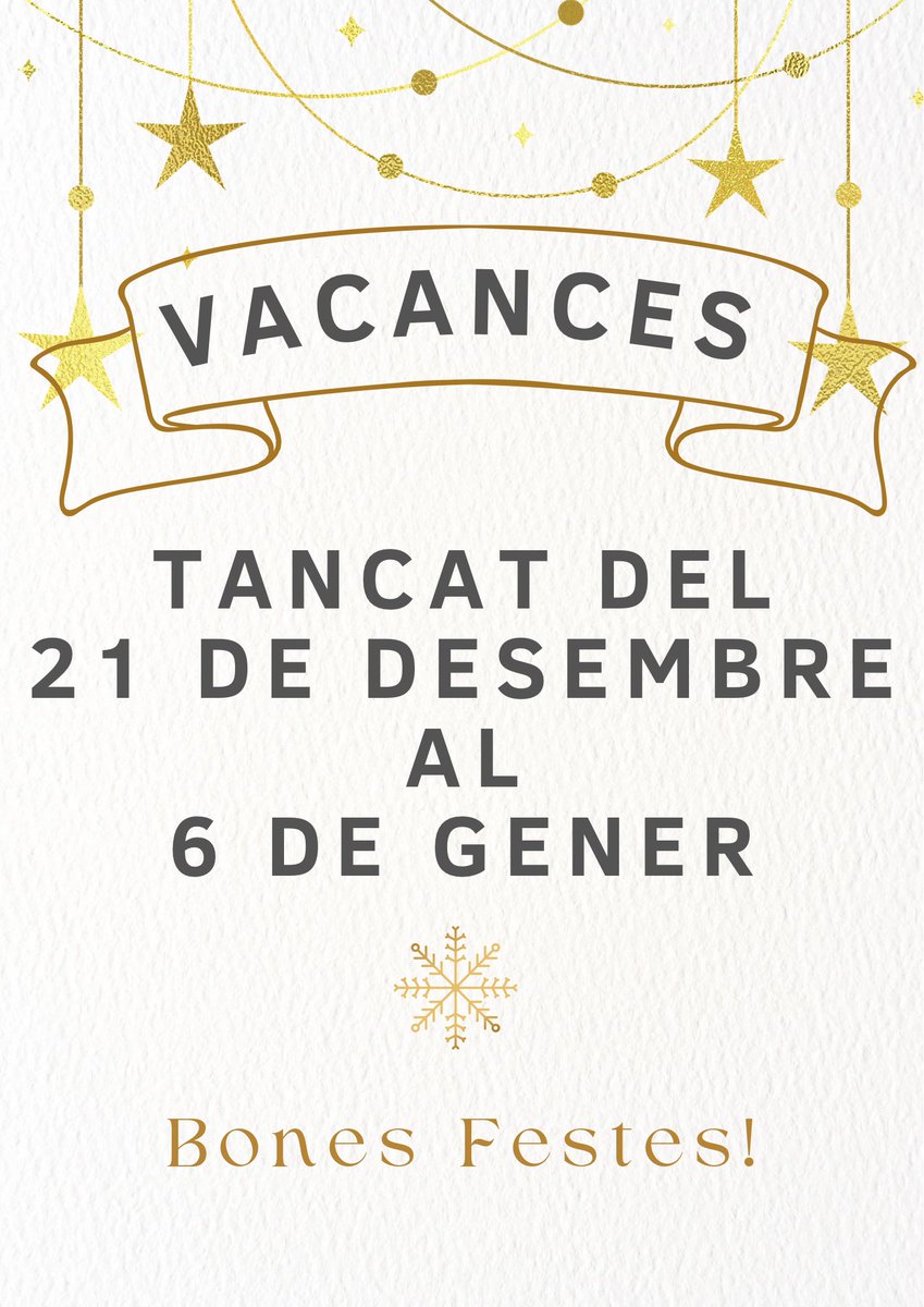 Marxem de vacances! Us desitgem molt Bones Festes! ✨⭐️💫