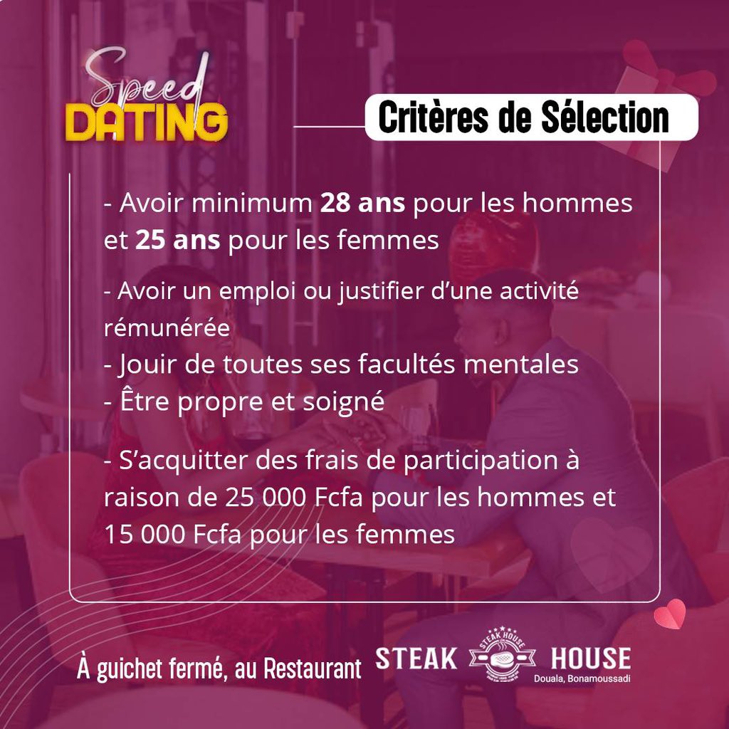 toupausol's tweet photo. Le #speedating au @SteakHouse_CBW sera là pour tamiser tout ça. https://t.co/SaAYF7EHrD
