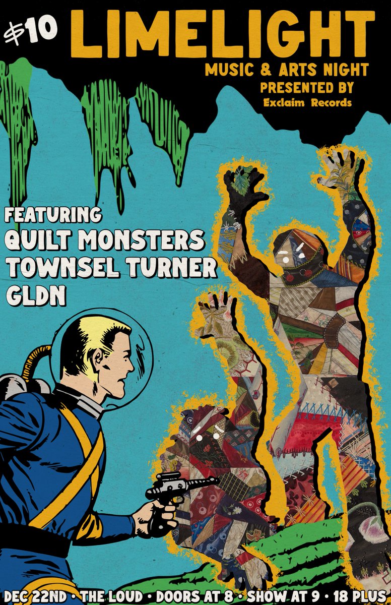 Don't miss <a href="/exclaimrecs/">Exclaim Records</a> LAST Limelight of the year with @quiltmonsters, <a href="/TownselTurner/">Townsel Turner</a>, and <a href="/GOLDEN_wv/">GOLDEN</a>! There won't be another Limelight until February!

Vendors: @nomleah 👩‍🍳, <a href="/graysoncollins/">Grayson Collins</a>, and <a href="/klenbashed/">Klen Unfortunate</a>