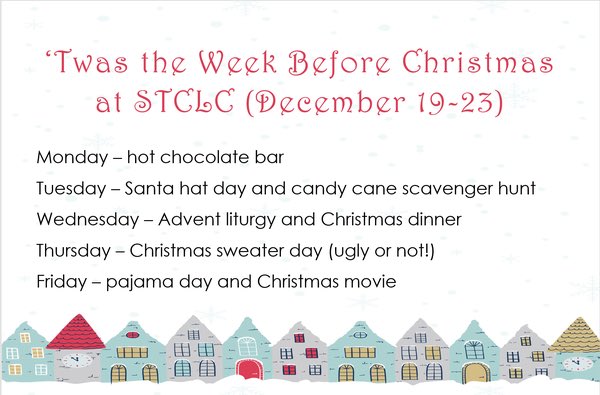 Even when buses aren’t running, the school is open and Christmas festivities are still on. Students, come find a candy cane today and make sure you’re here at noon tomorrow for Christmas dinner!