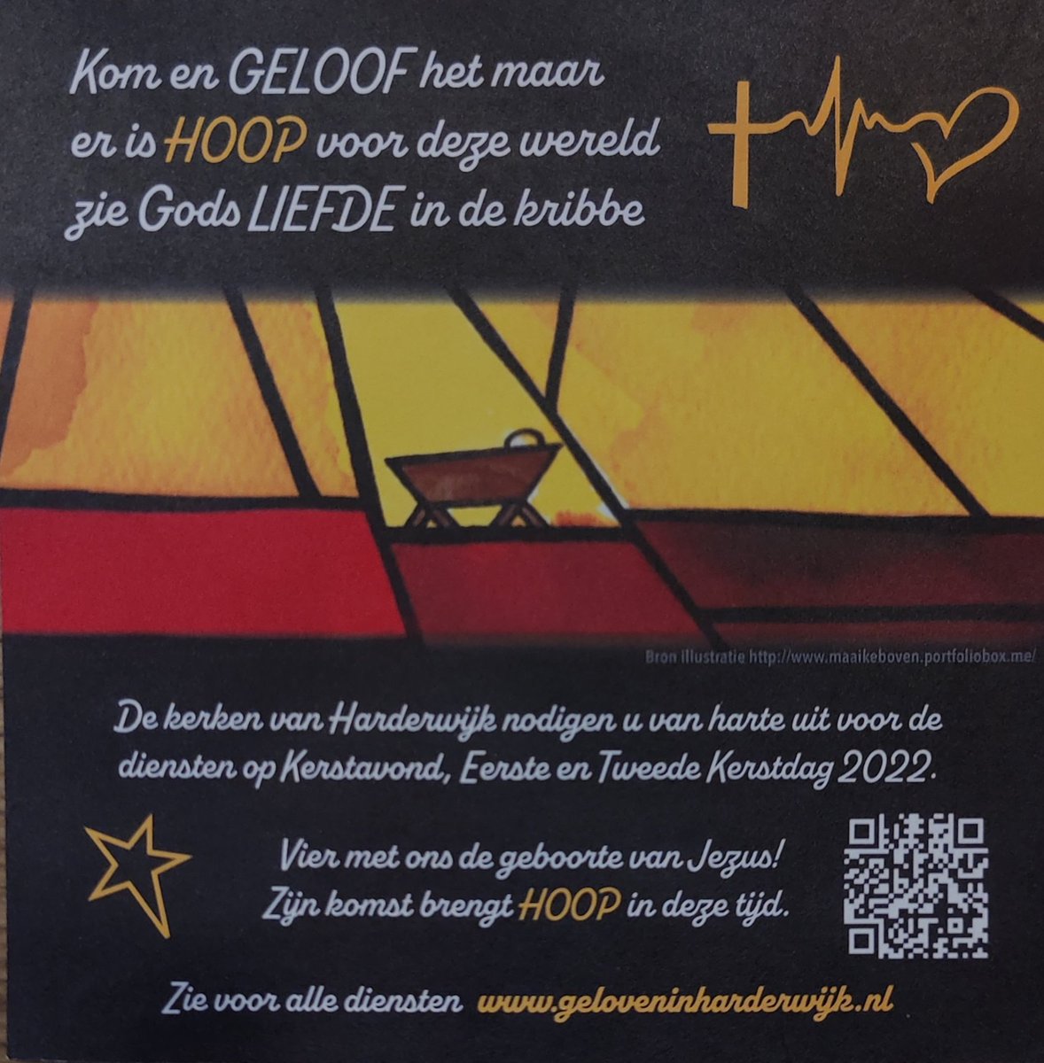 Kom en #Geloof het maar; er is #Hoop voor deze wereld!

De #kerken in #Harderwijk nodigen je van harte uit op #kerstavond of #kerstdag

#GelovenInHarderwijk #Kerst #Harderwijkzijnwesamen #hiermoetjezijn #heerlijkharderwijk #beleef