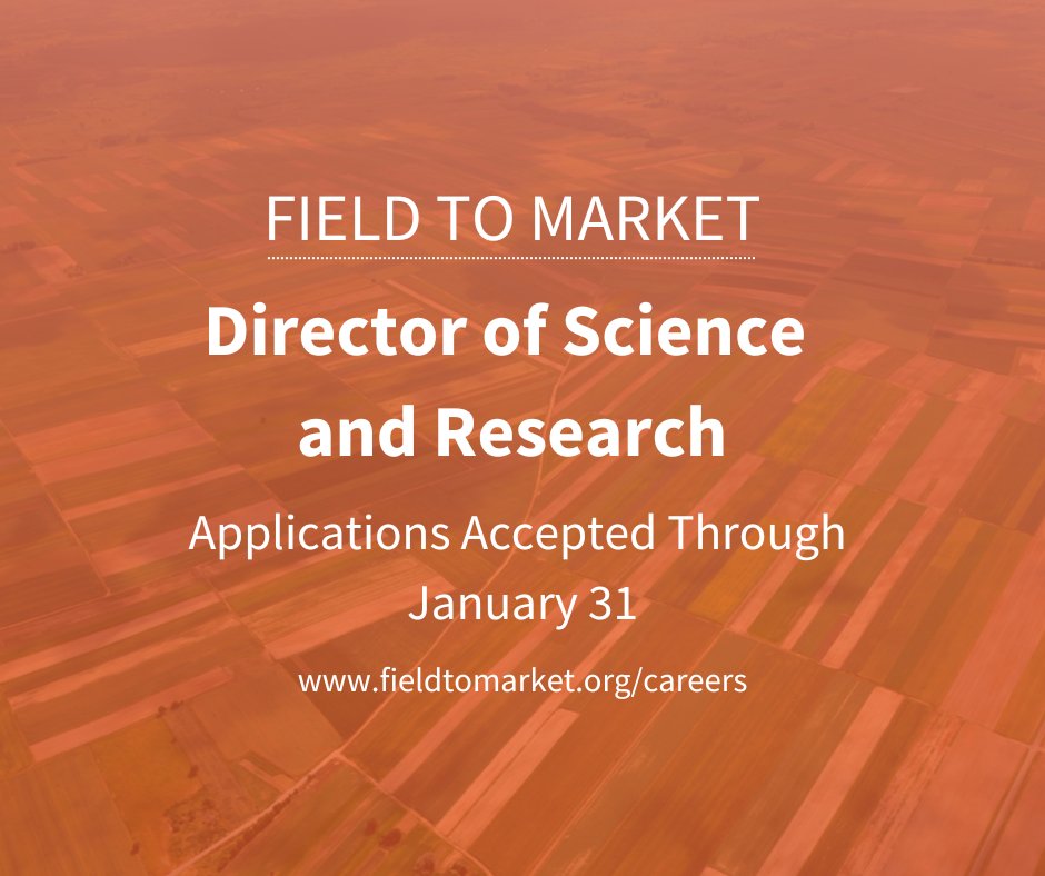FieldtoMarket's tweet photo. Field to Market is #hiring a Director of Science and Research to lead the scientific components of our program.

Please consider applying or sharing with someone who might be interested. Learn more about the position and how to apply here: https://t.co/QQrIXrR23O https://t.co/Y7rnqLlhcF