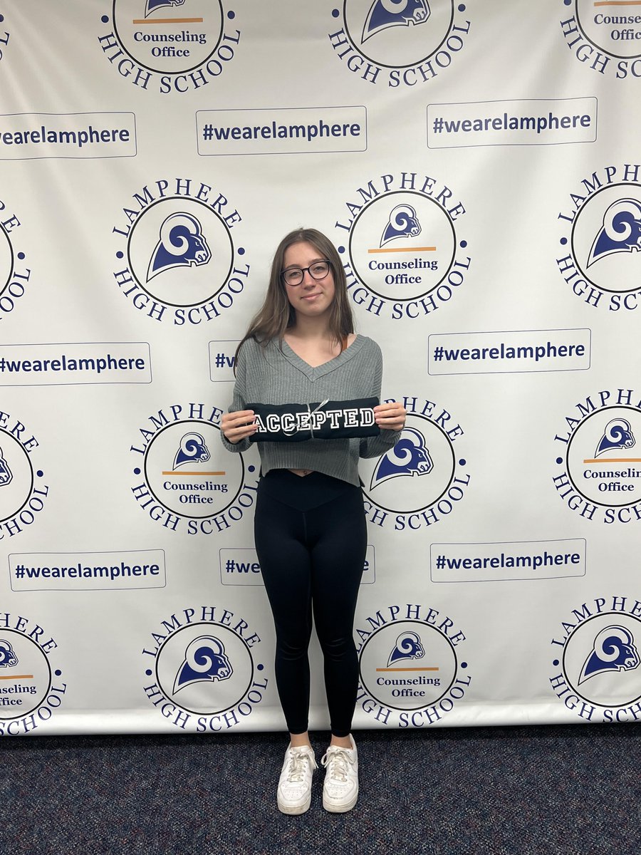 LHSCounsel's tweet photo. Congratulations to our 
Lamphere High School senior Ava on her acceptance to @GVSU, @CMUniversity, and @oaklandu 
 Great Job, Ava!
@EdmonsonLions--->@PagePanthers---> 
@LamphereHS https://t.co/kZ9DBB1mOx