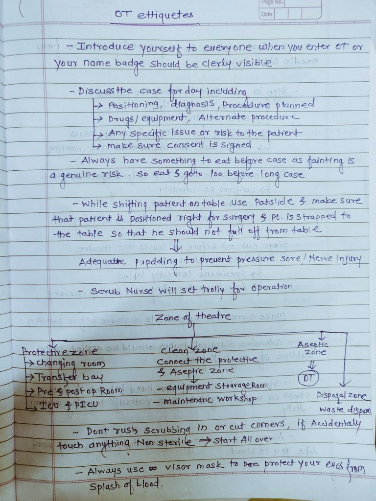 dr_ajit777's tweet photo. Asked the new JR in our unit to write a note on OT etiquettes as he  unknowingly broke sterility today. Impressed with the effort he put in for this. 👇
#surgery ❤️ https://t.co/ZRrHjeQUGS