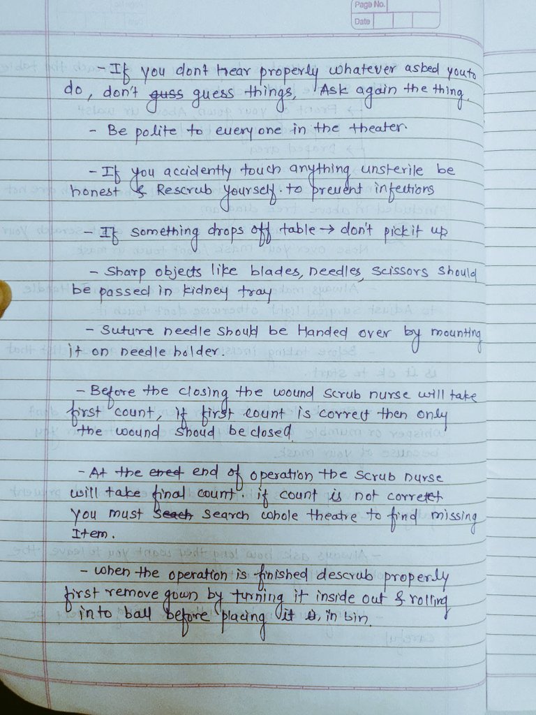 dr_ajit777's tweet photo. Asked the new JR in our unit to write a note on OT etiquettes as he  unknowingly broke sterility today. Impressed with the effort he put in for this. 👇
#surgery ❤️ https://t.co/ZRrHjeQUGS