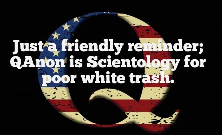 Der #QAnon Schwachsinn wurde in 🇺🇸 geboren. Es ist die größte und gefährlichste #Verschwörungsideologie seit der Fälschung der sogenannten "Protokolle der Waisen von Zion"
QAnon ist Wahnsinn, Totalitarismus &amp; Faschismus pur! WIR FORDERN EIN VERBOT VON QANON &amp; #SCIENTOLOGY IN 🇩🇪!