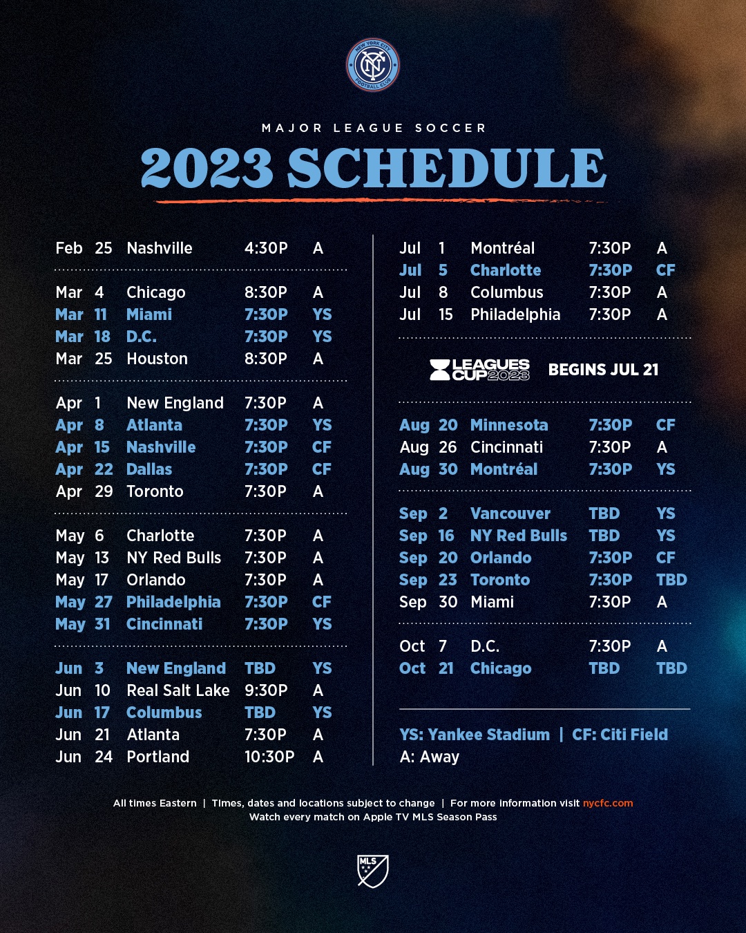 MLS em Nova York: Jogos New York City na temporada de 2023