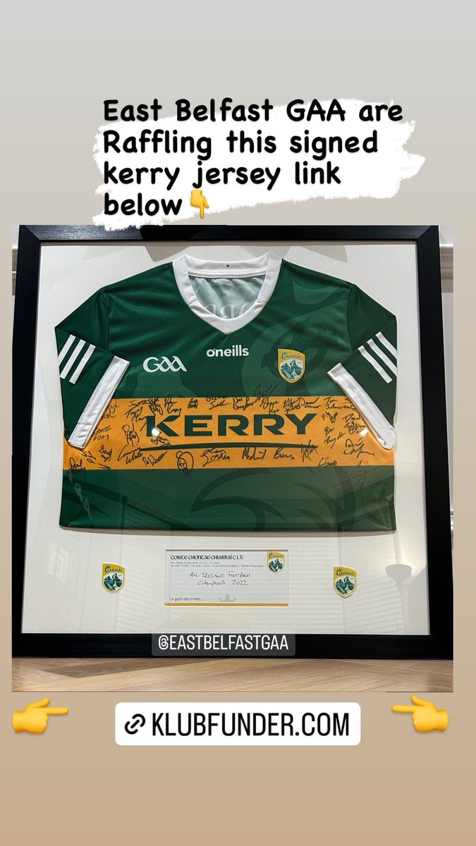 🎟️ <a href="/EastBelfastGAA/">East Belfast GAA</a> are raffling this official signed <a href="/Kerry_Official/">Kerry GAA</a> Kerry Jersey. Raffles can be bought via klubfunder.com/Clubs/East_Bel…
#kerry #GAA #Davidclifford #DownGAA #kerrygaa