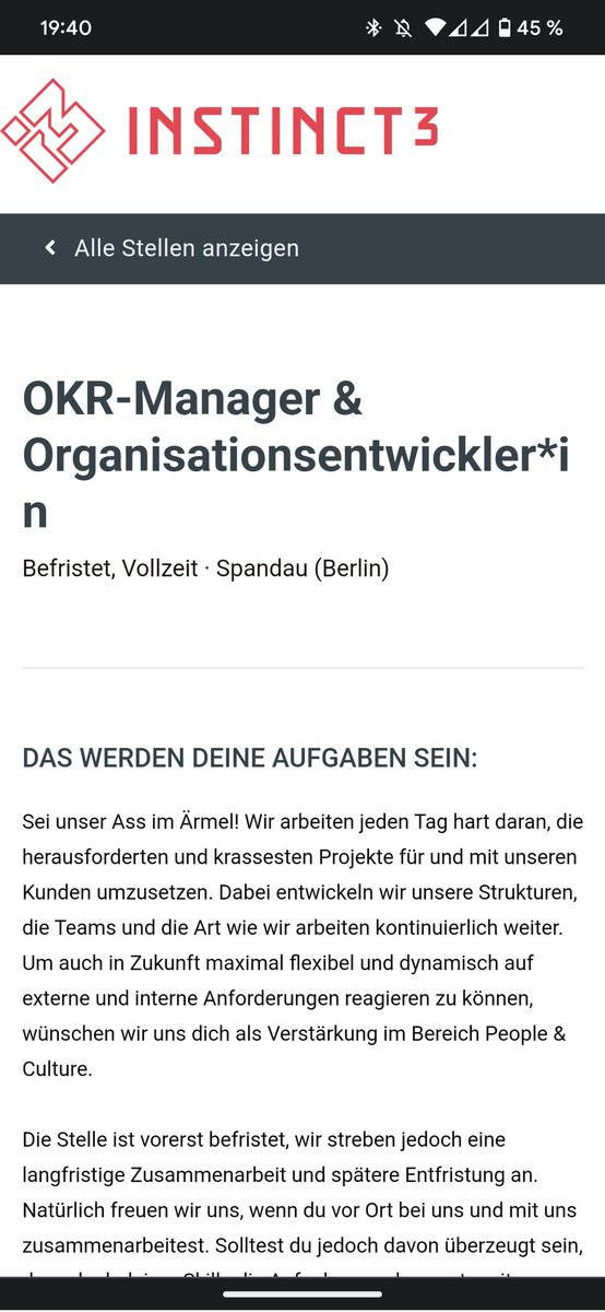 Wir haben bei <a href="/I3Agency/">INSTINCT3🏳️‍🌈</a> aktuell einen der heißesten Jobs überhaupt online. Eine Person welche zentral mit uns an der Org-struktur und unseren Zielen arbeitet. Solltet ihr jemand passenden kennen, dann leitet es gerne weiter. Vielen Dank für jeden RT 🫶

instinct3.jobs.personio.de/job/929122