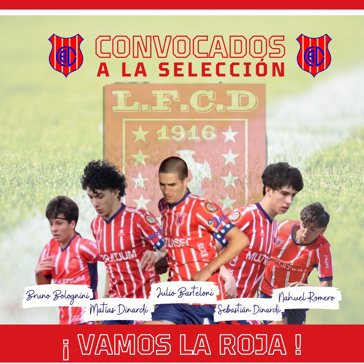 Este año 5 jugadores que vistieron la del "Tortero" se ponen "la Roja del Yi".

En la absoluta: Julio Barteloni, Matías Dinardi y Sebastián Dinardi.

En sub17: Nahuel "Chicha" Romero y Bruno Bolognini.

Las felicitaciones a los jugadores!
El Club: orgulloso!