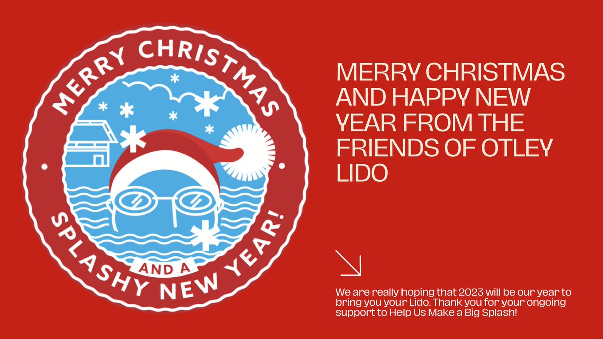 Did you know the Otley Lido was built in 1924? So if we can get the ground broken in 2023 we will be on track to restore our beloved lido it's 100th year. Thank you for all your support and have safe and splashy New Year. From all the committee members at the FoOLs 🎄👇 #otley