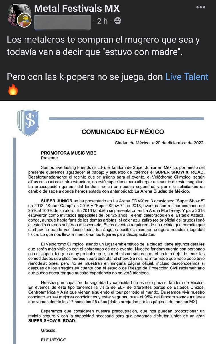 El comunicado ya anda en grupos de Metal.
Somos más punks que los que se hacen llamar punks
#RicardoSalinas traiga a #SUJUenlaArenaCDMX y vendan los boletos por #SuperBoletos.