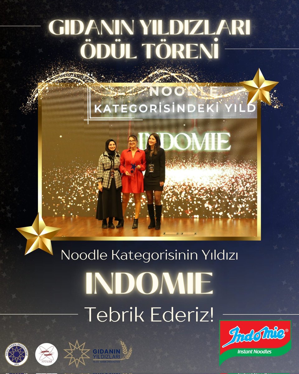 Yıldız Teknik Üniversitesi Gıda ve Sağlıklı Beslenme Kulübü'nün bu yıl ilkini gerçekleştirdiği Gıdanın Yıldızları Ödül Töreninde;
Noodle Kategorisi Yıldızı 
⭐INDOMIE⭐
<a href="/Indomielovers/">Indomie</a>
.
#gidaninyildizlariödültöreni #gidaninyildizlari #karbonnötrödül #sürdürülebilirlik #indomie