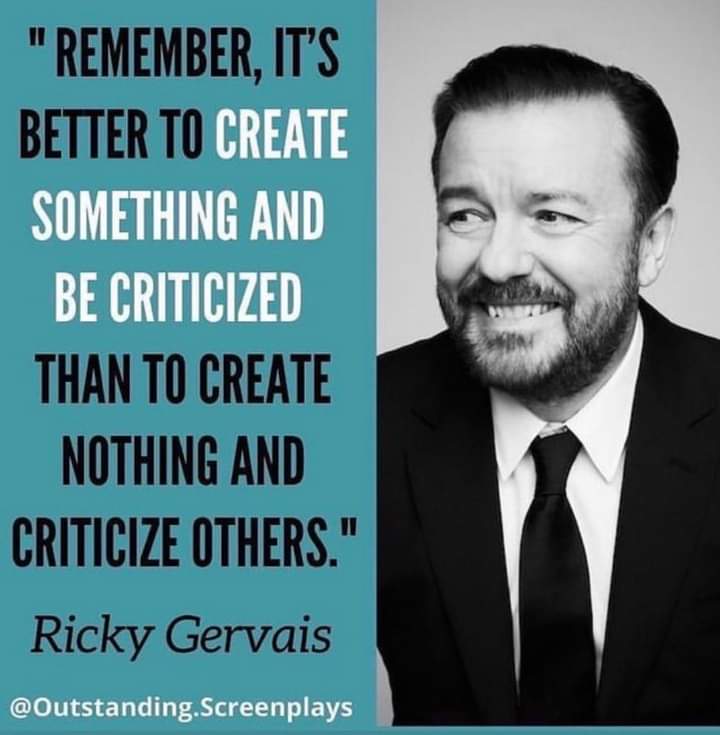 GkWriter84's tweet photo. Whether you love Mr Gervais or hate him or treat him with indifference you can't deny those are some wise words. I'm definitely going to work harder on my craft in 2023. 

#WritingCommunity #WritersLife #WritingAdvice #WritingGoals #RickyGervais #GoodAdvice #WiseWords #Creator https://t.co/zX2WkV6jLi