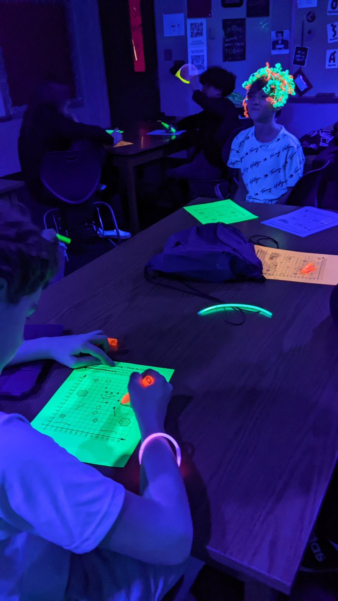 MrUllrich's tweet image. #GlowMath today, to practice plotting points on the coordinate plane before break!