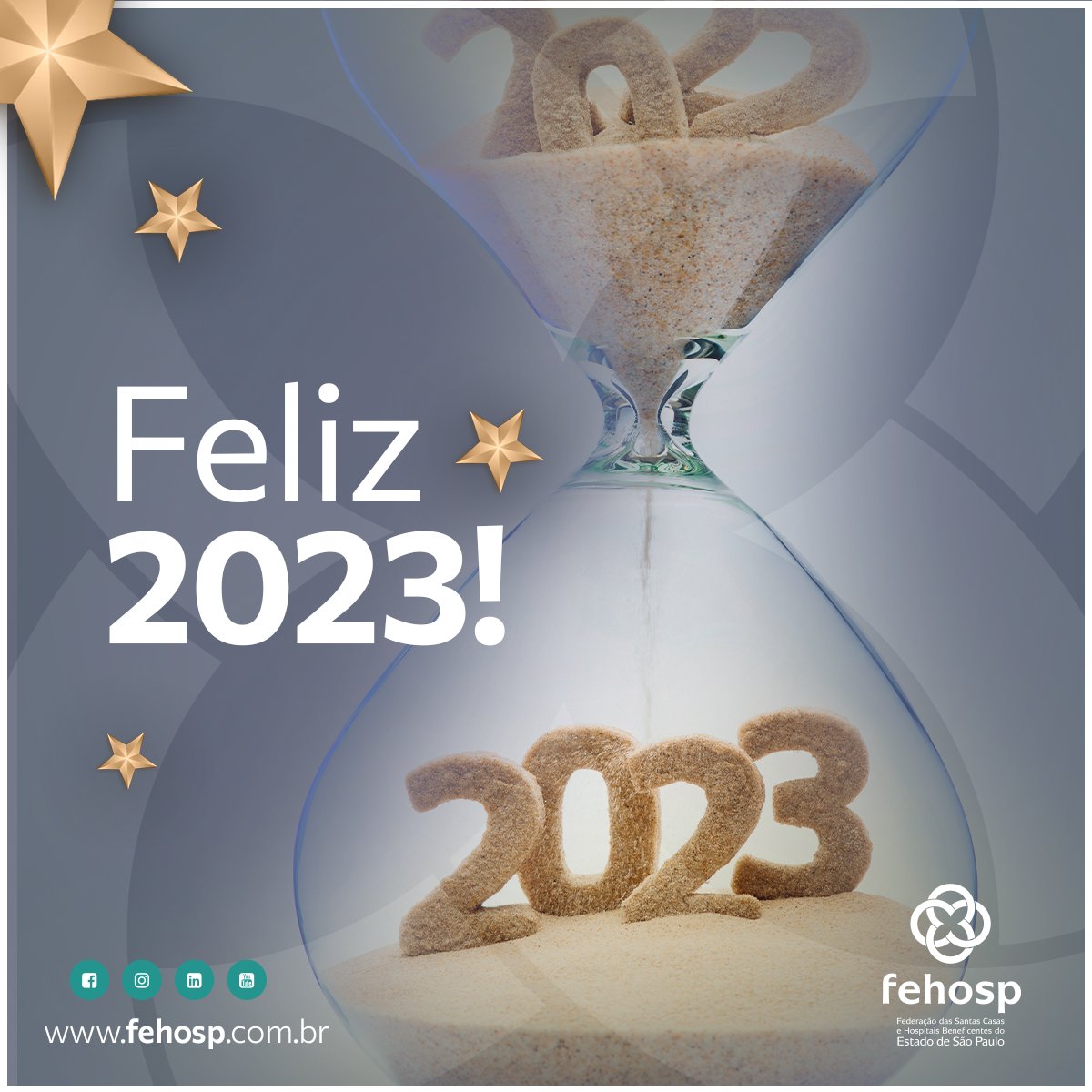 fehosp's tweet photo. A Fehosp felicita a todos os colaboradores da Federação, profissionais das Santas Casas, hospitais filantrópicos e lideranças de empresas e instituições da área da saúde, que se empenham em garantir um atendimento digno e de qualidade para a população.

#fehosp #feliz2023 https://t.co/Dv3E0bT4cU