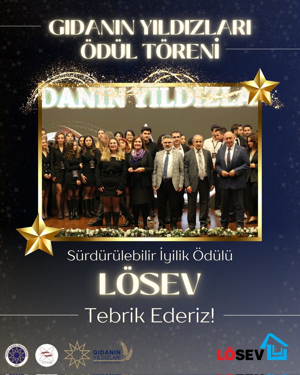 Yıldız Teknik Üniversitesi Gıda ve Sağlıklı Beslenme Kulübü'nün bu yıl ilkini gerçekleştirdiği Gıdanın Yıldızları Ödül Töreninde;
Sürdürülebilir İyilik Ödülü
 ⭐LÖSEV⭐
<a href="/losev1998/">LÖSEV</a>
.
#gidaninyildizlariödültöreni #gidaninyildizlari #karbonnötrödül #sürdürülebilirlik #lösev