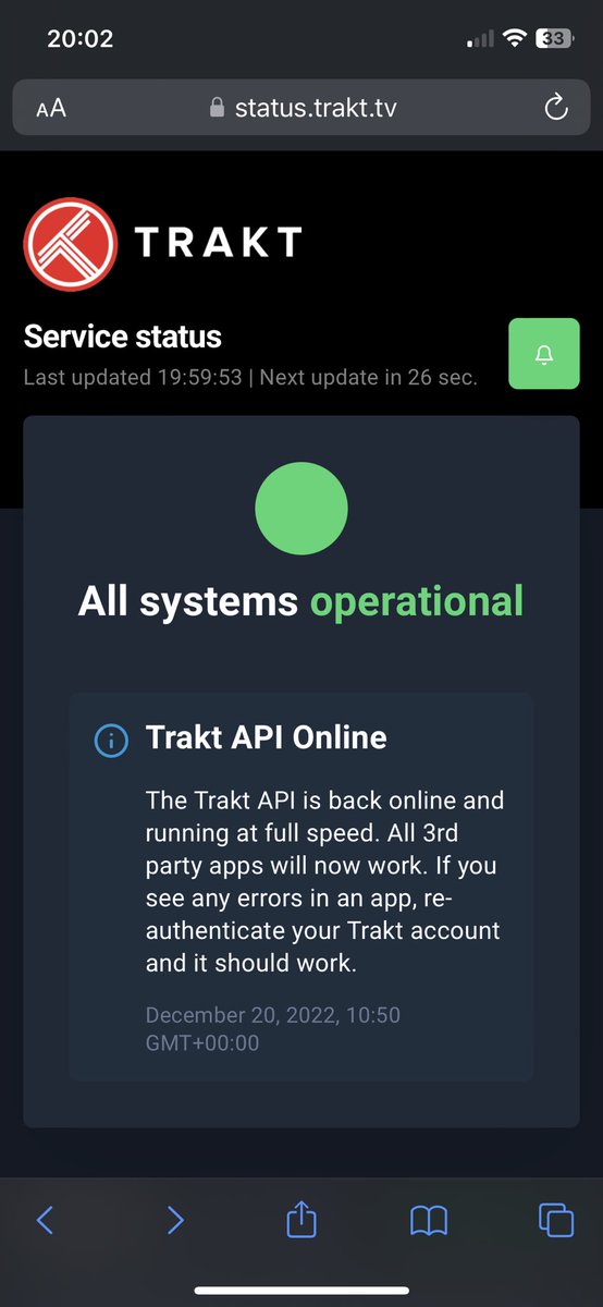 sofatimeapp's tweet photo. 🟢Finally!! @trakt is full operational right now. Please check your Trakt dashboard in https://t.co/gJ8ccCGEei to import all your missing watched history if necessary. Thank you for your patience! #SofaTime #iOS https://t.co/VnZYff2PH3