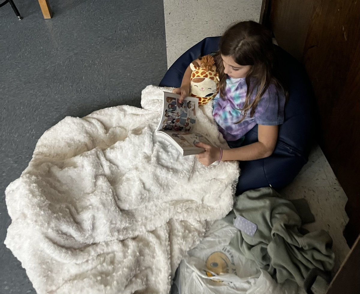 beccanson's tweet image. Today we read by the virtual fireplace and made ice cream. 🍨