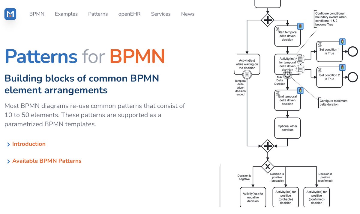 MedicalFlows's tweet photo. @Camunda Lets use patterns instead of extending the standard 😊

I implemented 4 groups of patterns in Camunda #Modeler:
✅ Temporal
✅ Repeat
✅ Parallel
✅ Exclusive resource lock

They are all executable on a standard #Camunda engine.

https://t.co/pi7YYsJRV8 https://t.co/CwrOeNs28h