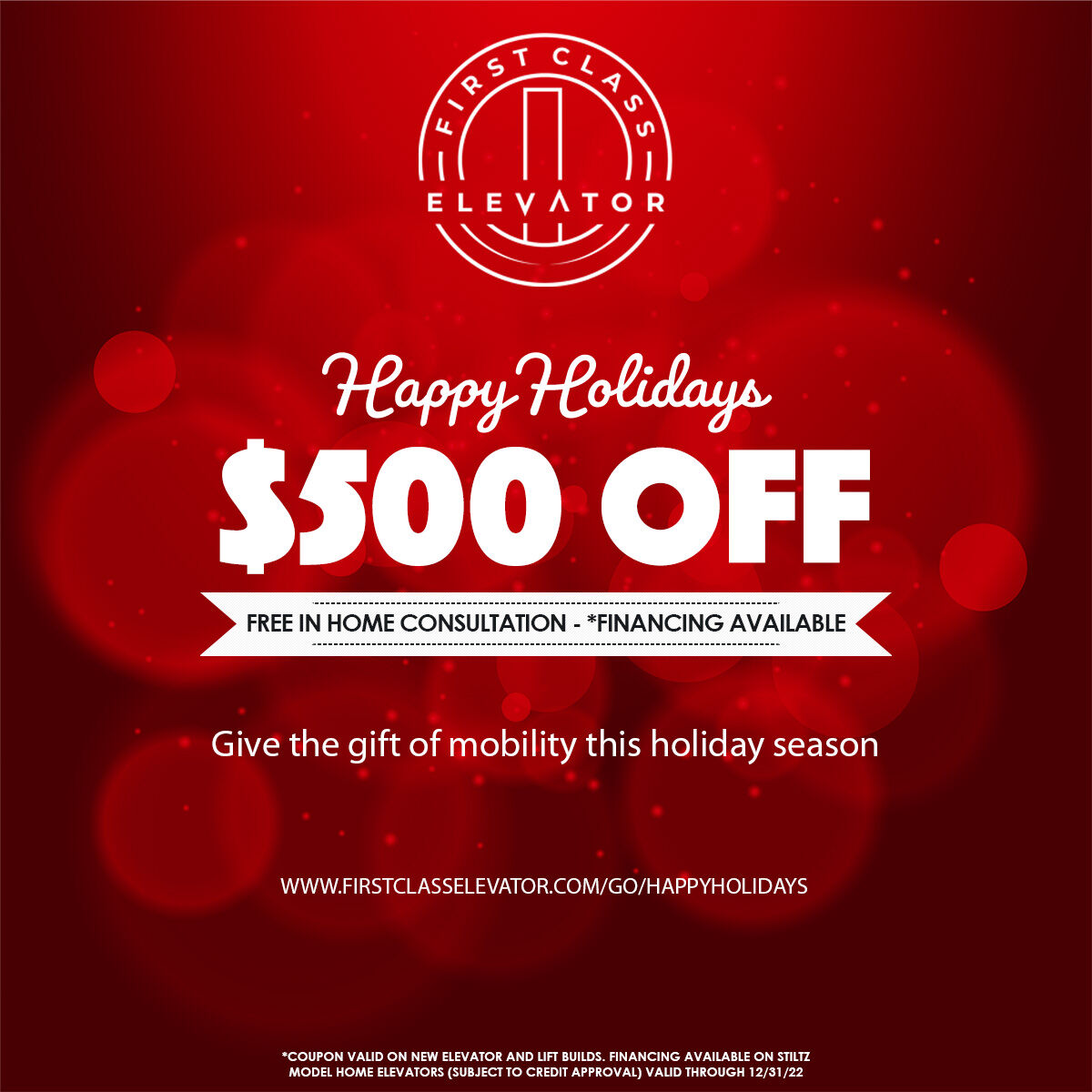ClassElevator's tweet image. Give the gift of mobility! Check out our home lift and home elevator solutions today and save big during our limited time holiday sale.
firstclasselevator.com/go/happyholida…